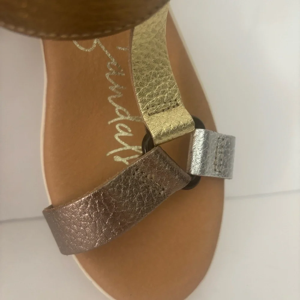 Oh! My Sandals Metallic Multi-Strap Platform Sandals Made in Spain EU 38 US 8